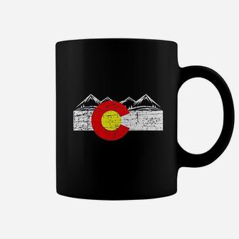 Distressed Colorado Flag Rocky Mountains Coffee Mug | Crazezy