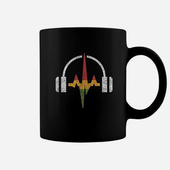Distressed Headphones And Rasta Music Wave Coffee Mug | Crazezy AU