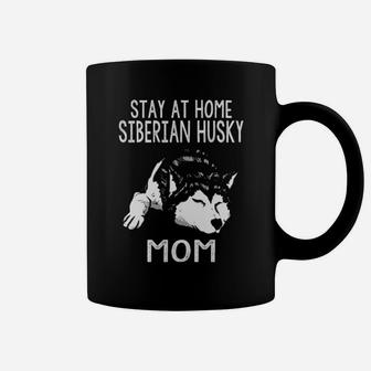 Distressed Stay At Home Siberian Husky Mom Coffee Mug - Monsterry