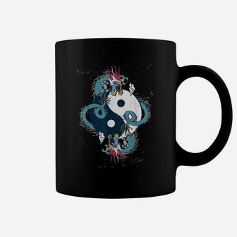Distressed Style Yin And Yang Dragons Coffee Mug | Crazezy