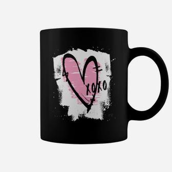 Distressed Xoxo Pink Heart Coffee Mug - Monsterry CA