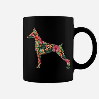 Doberman Flower Funny Dog Silhouette Floral Gifts Women Men Coffee Mug | Crazezy UK