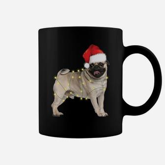 Dog Pug Santa Hat Christmas Lights Dog Lovers Coffee Mug | Crazezy