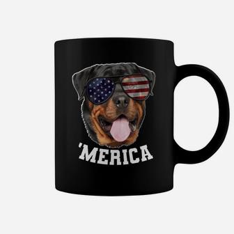 Dog Rottweiler American Flag Sunglasses 4Th Of July 'Merica Coffee Mug | Crazezy