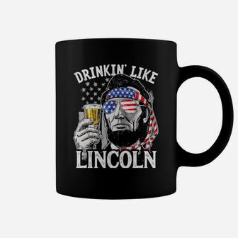 Drinkin' Like Lincoln 4Th Of July Abraham Abe American Flag Coffee Mug - Monsterry UK