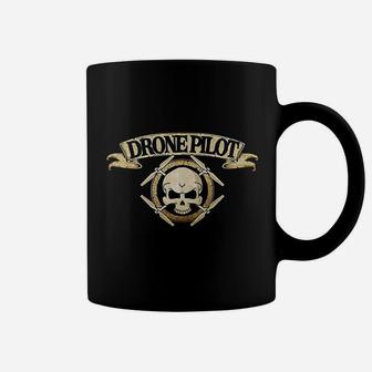 Drone Pilot Operator Skull Crossbones Rotor Blades Badge Coffee Mug - Thegiftio UK