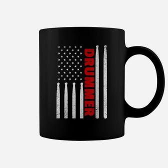 Drummer Vintage American Flag Drumming 4Th Of July T Shirt Coffee Mug | Crazezy