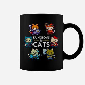 Dungeons And Cats Rpg D20 Dice Nerdy Fantasy Gamer Cat Gift Coffee Mug | Crazezy