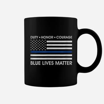 Duty Honor Courage Blue Lives Matter American Flag Coffee Mug | Crazezy AU