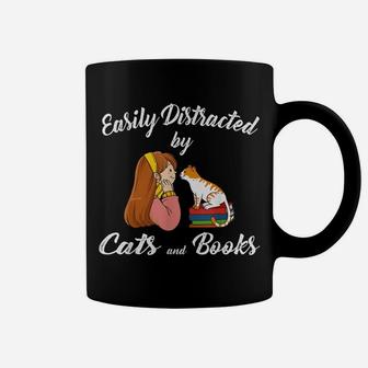 Easily Distracted By Cats And Books Cat Lady Coffee Mug | Crazezy DE