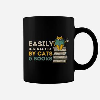 Easily Distracted By Cats And Books Coffee Mug | Crazezy DE