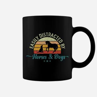Easily Distracted By Dogs And Horses Funny Horse Riding Coffee Mug | Crazezy AU