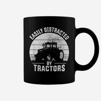 Easily Distracted By Tractors Farmer Tractor Funny Farming Coffee Mug | Crazezy