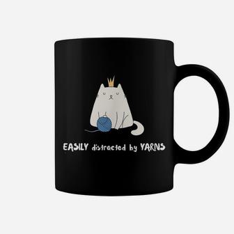 Easily Distracted By Yarns Funny Cat Lovers Coffee Mug | Crazezy AU