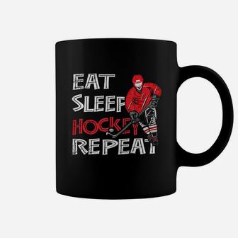 Eat Sleep Hockey Repeat For Boys With Puck And Stick Coffee Mug | Crazezy UK