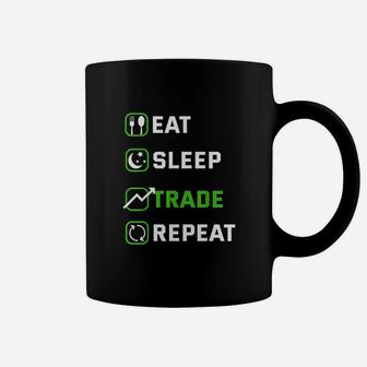 Eat Sleep Trade Repeat Traders Stock Exchange Shareholder Coffee Mug | Crazezy