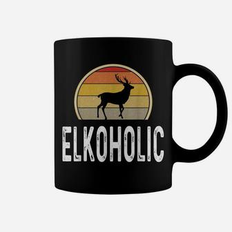 Elk Hunter Gifts Funny Elk Hunting Shirt Elkoholic Retro Coffee Mug | Crazezy
