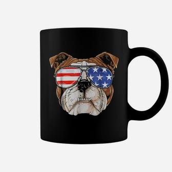 English Bulldog American Sunglasses 4Th Of July Dog Coffee Mug - Monsterry DE