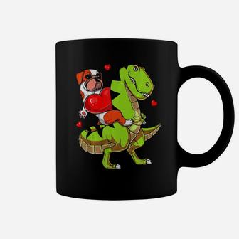 English Bulldog Riding T-Rex Dinosaur Valentines Day Coffee Mug - Monsterry AU