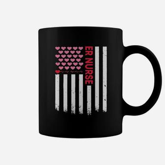 Er Nurse American Flag Heart Valentine's Day Coffee Mug - Monsterry