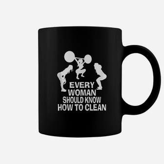 Every Woman Should Know How To Clean Funny Workout Gym Coffee Mug | Crazezy