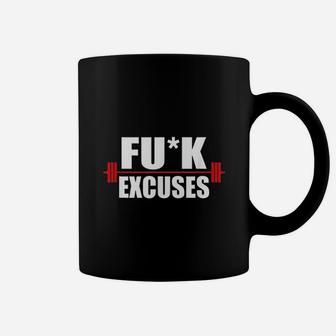 Excuses Exercise Lift Weights Barbell Censored Coffee Mug | Crazezy