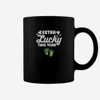 Extra Lucky St Patricks Day Pregnancy Announcement Mom Coffee Mug - Monsterry UK