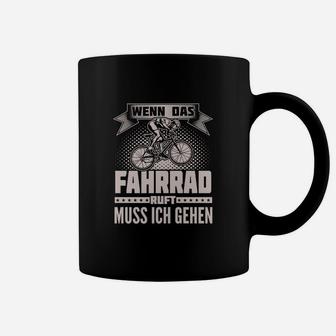 Fahrrad-Begeisterte Humor Tassen 'Wenn das Fahrrad ruft, muss ich gehen' Schwarz - Seseable
