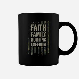 Faith Family Hunting Freedom - Funny Hunter Usa Camo Flag Coffee Mug | Crazezy DE