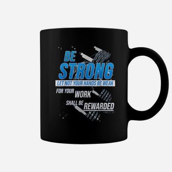 Faith Fitness Motivation Be Strong Christian Inspiring Verse Coffee Mug - Monsterry CA