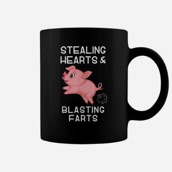 Farting Funny Pig Saying Stealing Hearts And Blasting Farts Coffee Mug | Crazezy CA