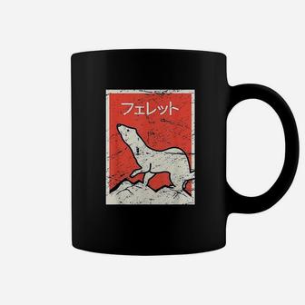 Ferret In Japanese Retro Ferret Coffee Mug | Crazezy UK