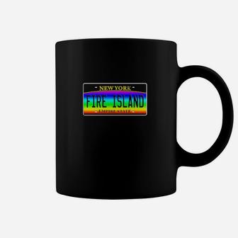 Fire Island Ny Hamptons Rainbow Lgbt License Plate Coffee Mug - Monsterry CA