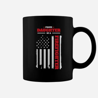 Firefighter Family Proud Daughter Distressed American Flag Coffee Mug - Monsterry