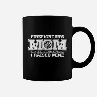 Firefighters Mom I Raised My Hero Missy Fit Ladies Coffee Mug | Crazezy