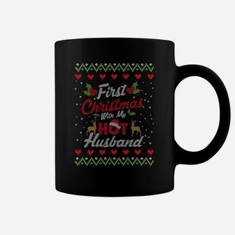 First Christmas With My Hot Husband Married Matching Couple Sweatshirt Coffee Mug | Crazezy DE