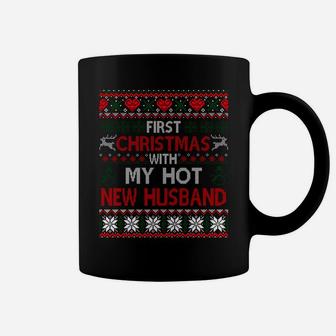First Christmas With My Hot New Husband Matching Couple Sweatshirt Coffee Mug | Crazezy DE