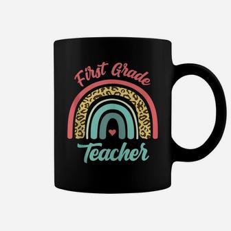 First Grade Teacher Funny Teaching 1St Grade Leopard Rainbow Coffee Mug | Crazezy