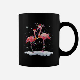 Flamingo Christmas Tree Santa Hat Xmas Light Merry Christmas Sweatshirt Coffee Mug | Crazezy AU