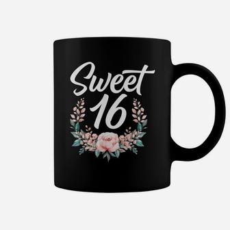Floral Sweet Sixteen 16Th Birthday Flower Sweet 16 Coffee Mug | Crazezy UK