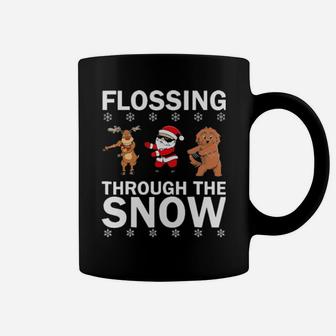 Flossing Through The Snow Santa Reindeer Poodle Xmas Coffee Mug - Monsterry CA