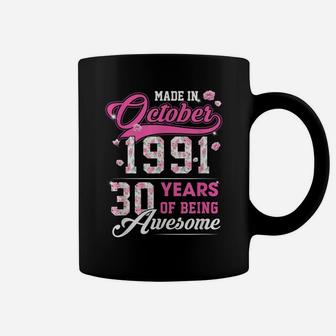 Flower 30Th Birthday 30 Years Old Made In October 1991 Coffee Mug | Crazezy UK
