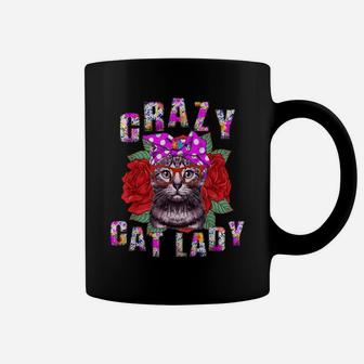 Flower Crazy Cat Lady Gift For Women Girls Vintage Red Roses Coffee Mug | Crazezy AU