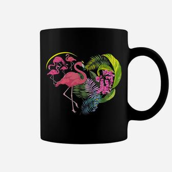 Flower Nature Hibiscus Monstera Leaves Heart Floral Flamingo Coffee Mug | Crazezy