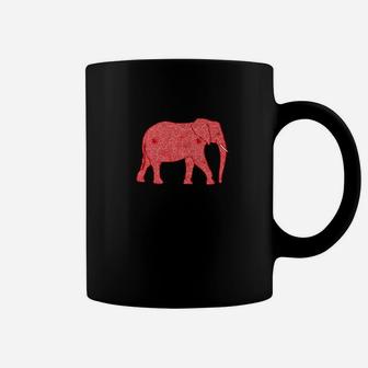 Flower Print Elephant In Shades Of Coral Red Tee Coffee Mug - Thegiftio UK