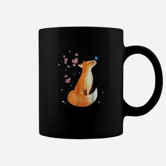 Fox Japanese Cherry Blossom Flower Vintage Gift Coffee Mug | Crazezy UK