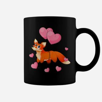 Fox Valentines Day Holding Balloon Heart My Valentine Coffee Mug - Monsterry