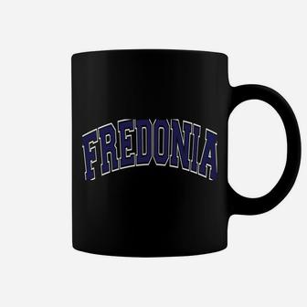 Fredonia Varsity Style Navy Blue Text Coffee Mug | Crazezy CA