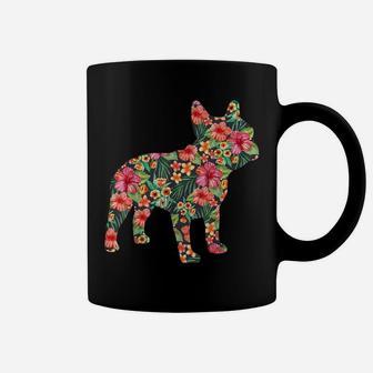 French Bulldog Flower T Shirt Floral Frenchie Dog Silhouette Coffee Mug | Crazezy