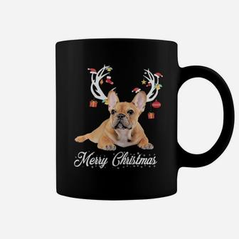 French Bulldog Reindeer Horns Merry Xmas Dog Lover Gift Coffee Mug - Monsterry CA